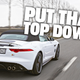 It looks brisk in this photo, judging from the overcast weather and the barren landscape. The perfect convertible weather.